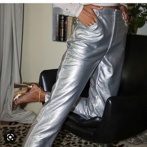 Slim Fit Silver Coated Pants